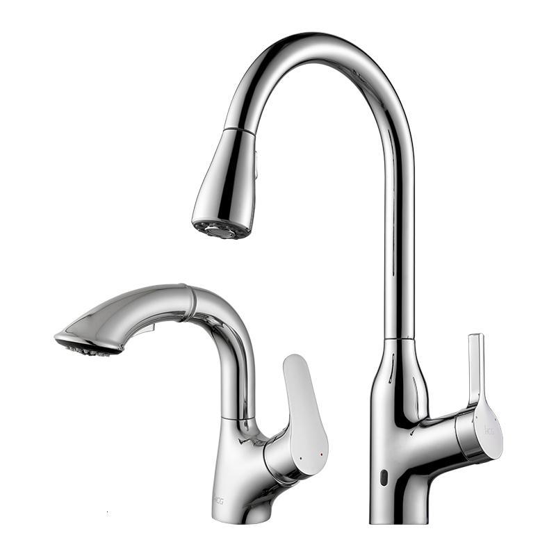 和成感应闪电客厨房水龙头万向旋转抽拉式厨盆自动感应水龙头