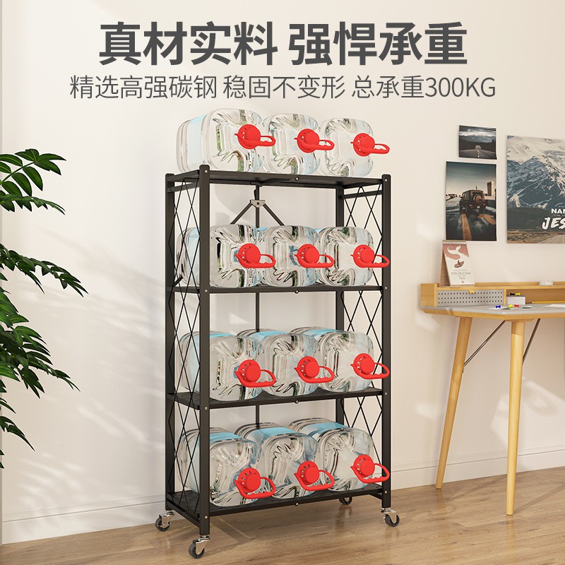 免安装折叠置物架厨房落地式多层微波炉烤箱架家用收纳架子放锅架收纳层架 三维工匠高清大图