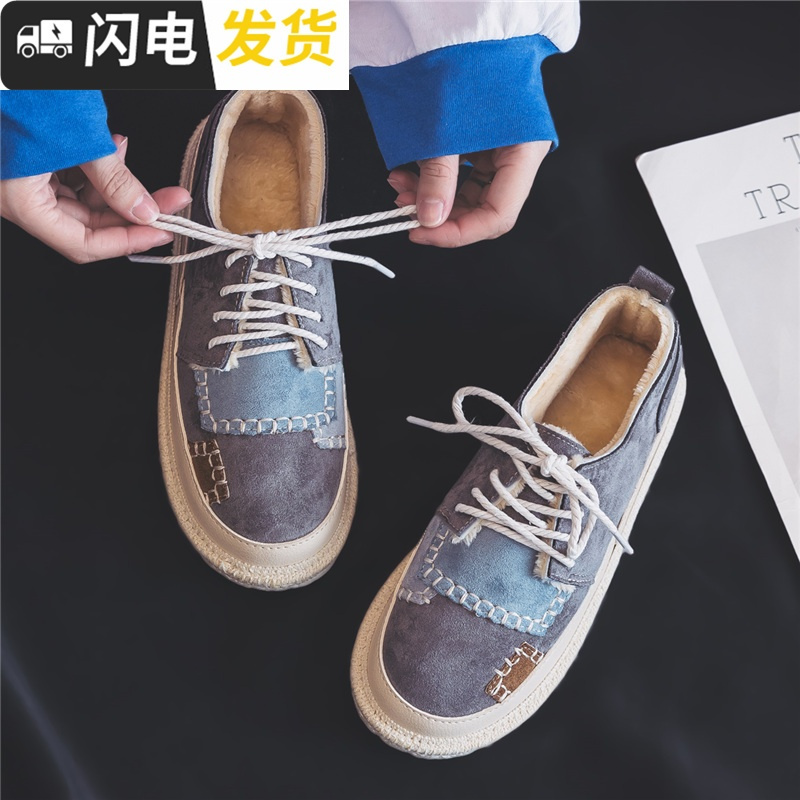 二棉鞋女小白鞋2022新款山本风运动学生韩版百搭ins超火港风板鞋启如休闲鞋休闲鞋