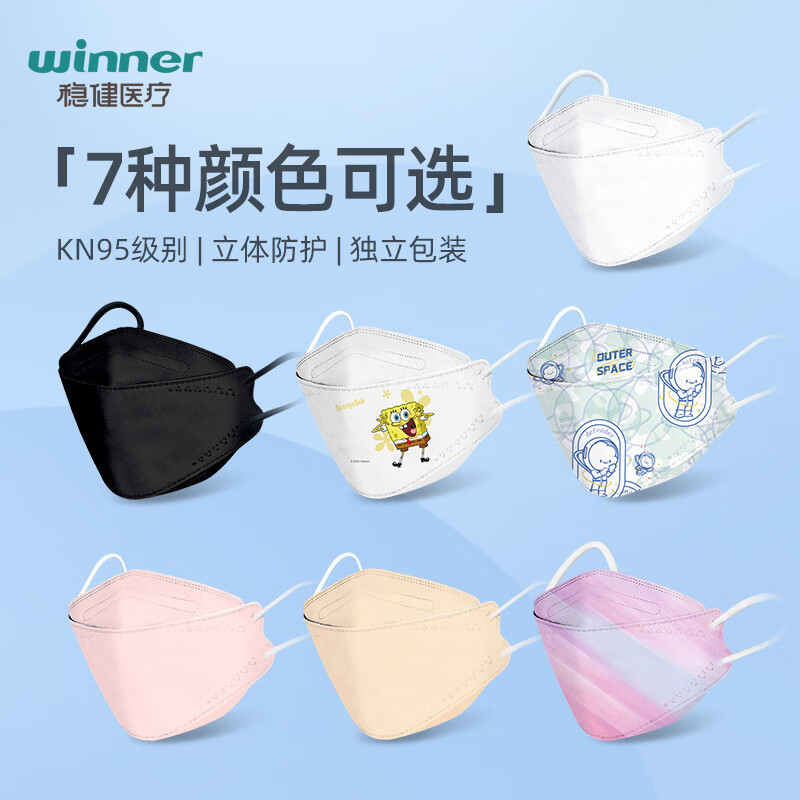 稳健(Winner) 604-006887 25只/盒 KN95防护口罩 白色 (计价单位:盒)高清大图