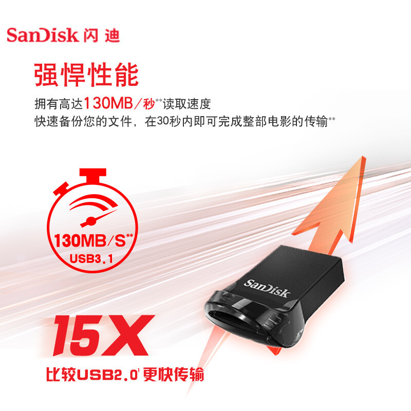 闪迪酷豆系列CZ430车载U盘256GB/USB3.1/读速130MB/s(个)(货期3-6天)