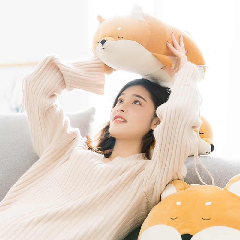 名创优品 (miniso) 柴犬系列-趴姿软萌毛绒公仔创意玩偶(黄色)