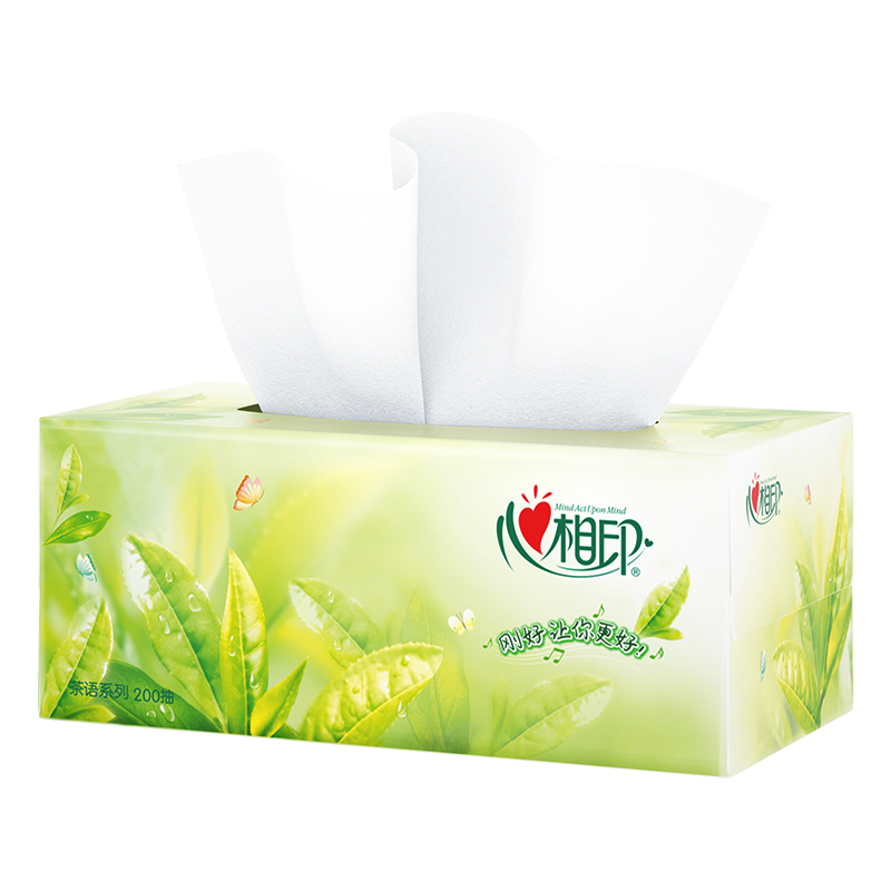 心相印(Mind Act Upon Mind) -茶语系列盒装二层200抽抽纸H200(箱装)3盒*4提*1箱高清大图