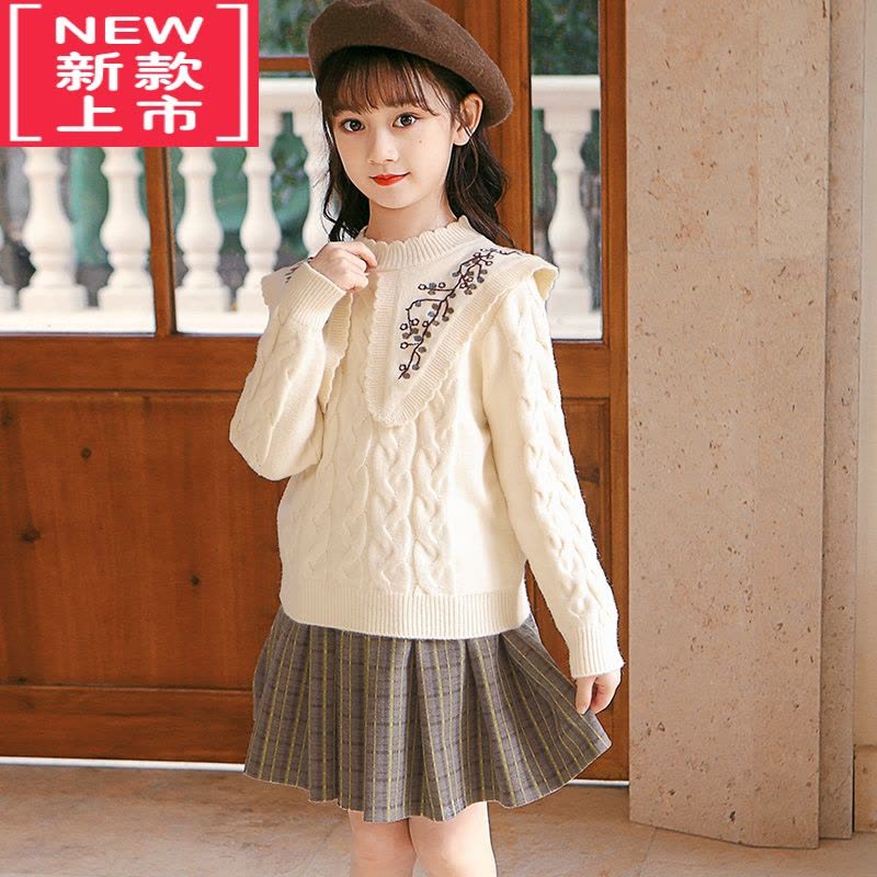 可莉允女童毛衣冬装大童红色秋冬儿童新年洋气上衣套装圣诞服装女孩打底图片