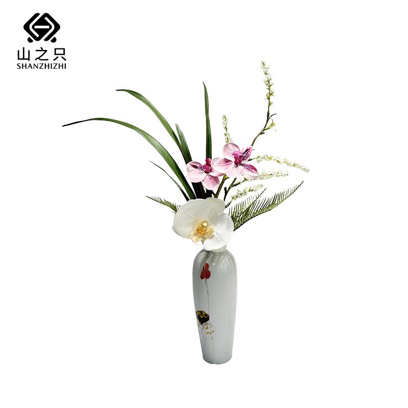 山之只 青瓷蝶憩芦影花艺摆件 MZ0257 个高清大图