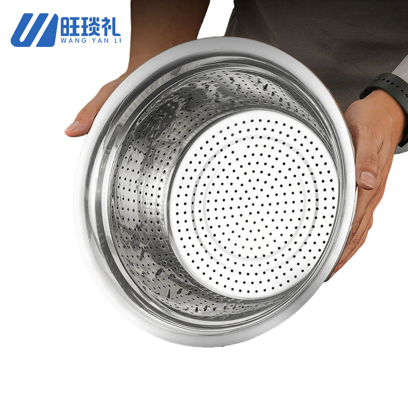 旺琰礼 漏盆加厚款不锈钢圆形洗米盆洗菜盆厨房沥水篮 40cm/个高清大图