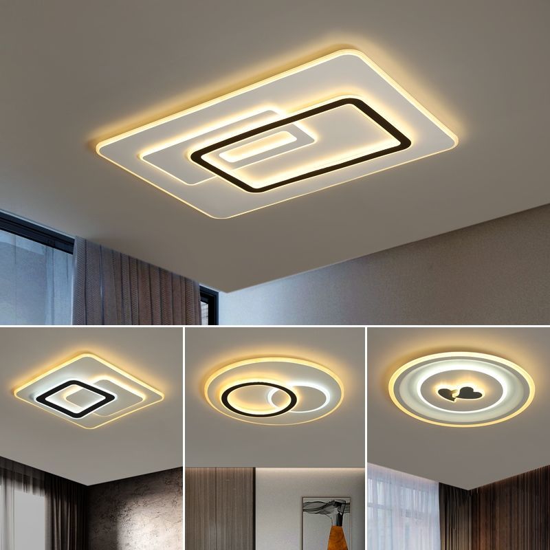 新客厅灯简约现代长方形led吸顶灯家用大气餐厅卧室全屋灯具套餐