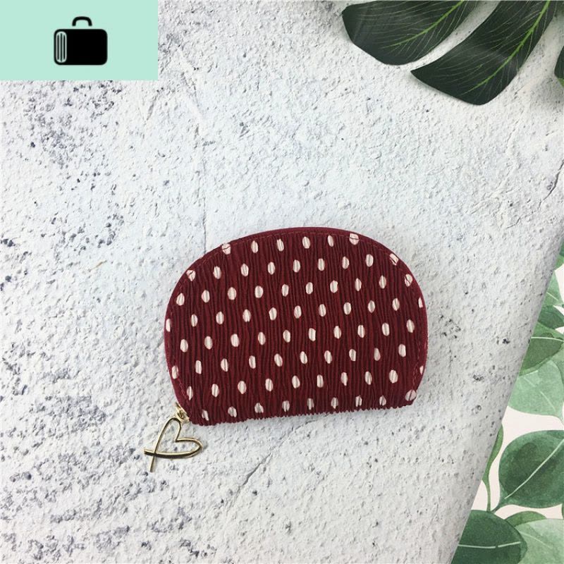 港风少女复古波点卡包薄韩国小巧拉链零钱夹一体包多卡位信用卡套NEW LAKE女士钱包/卡包图片