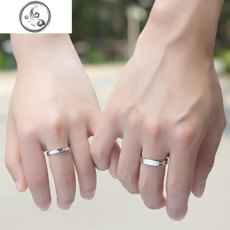 情侣戒指一对男女日韩纯银饰品对戒活口原创指环素戒刻字简约jimi