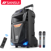 SanSui/山水SS3-12广场舞音响大功率户外拉杆移动音箱带彩灯消除原音便携式K歌 12吋(无线串联)带无线话筒