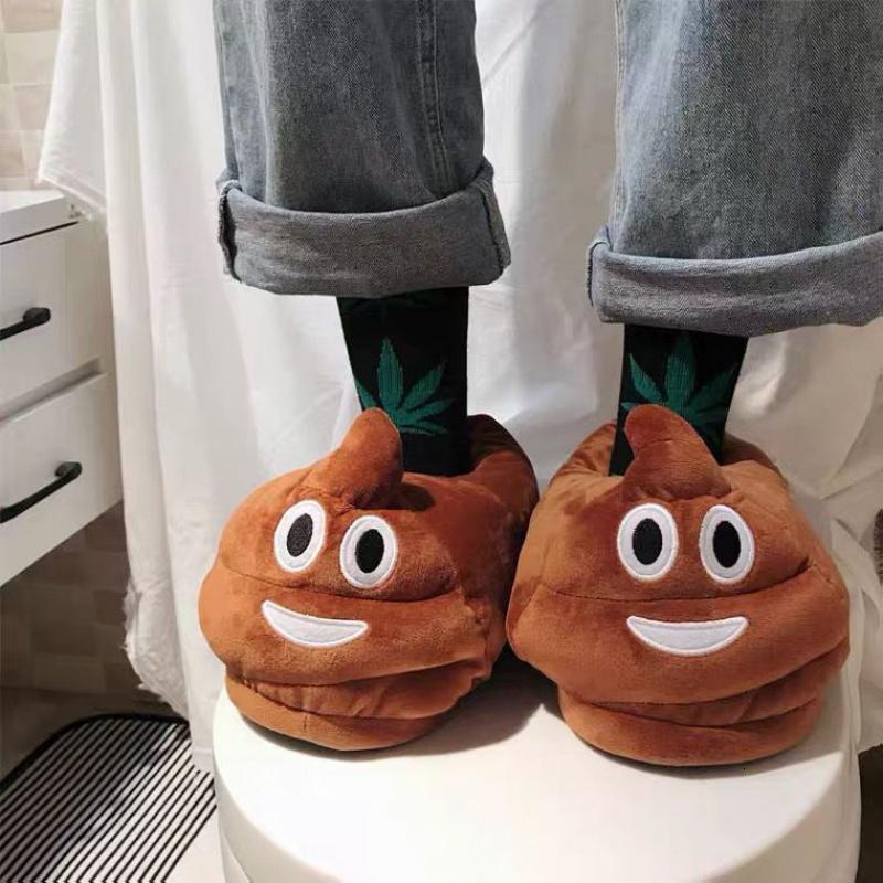 大便便家居棉拖鞋男搞笑表情保暖情侣毛毛鞋防滑卧室内卡通棉鞋女威珺