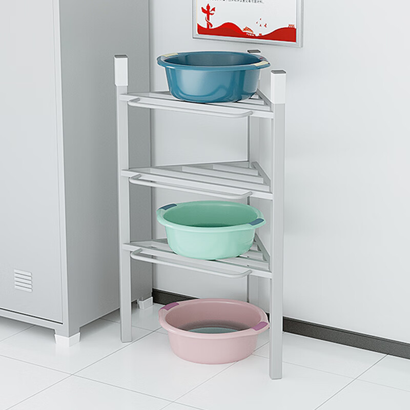 质凡置物架脸盆架落地式毛巾架营房置物架钢制收纳架加厚款