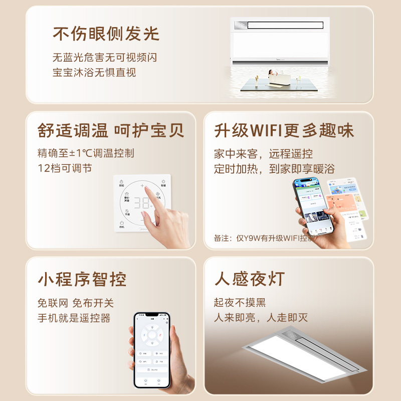 美的Midea浴霸灯暖风模块集成吊顶灯暖风机卫生间超薄集成浴霸风暖照明排气一体双核吹风换气卫生间暖风机高清大图