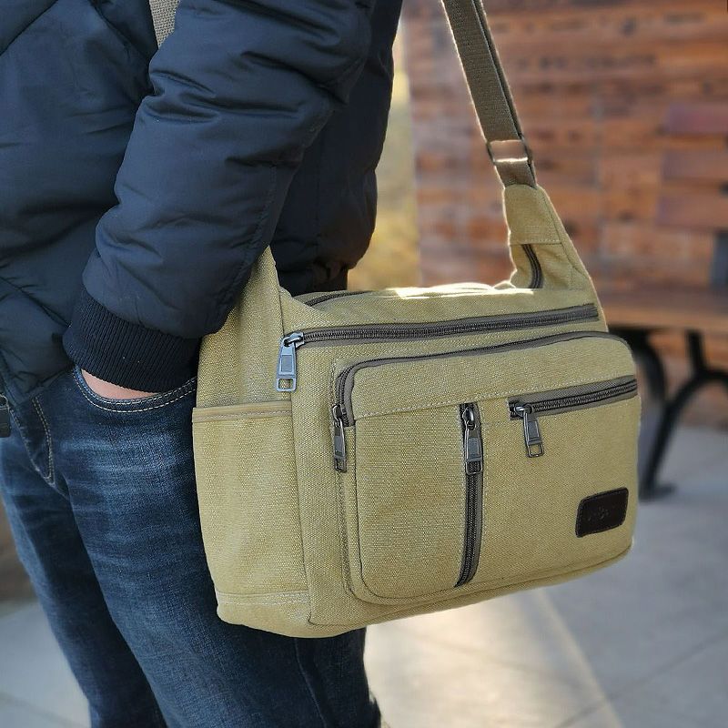 派尼美特帆布包男士斜挎包帆布男单肩包商务休闲公文包韩版旅行小背包