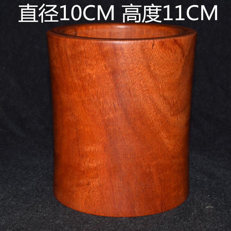 红木笔筒复古中国风圆形小叶紫檀木质创意实木刻办公室高档摆件 三维工匠 小叶紫檀笔筒F6/11.5*10