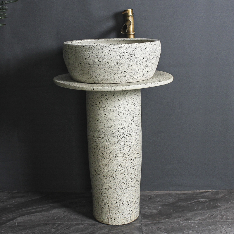 古达庭院户外陶瓷立柱盆别墅花园阳台落地一体立柱式洗脸盆洗手盆室外