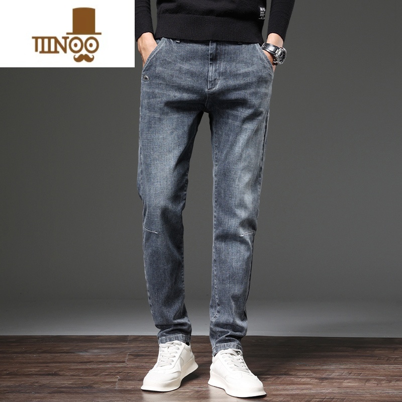 YANXU牛仔裤男款夏季薄款宽松直筒2023新款潮牌水洗夏天冰丝休闲长裤子高清大图