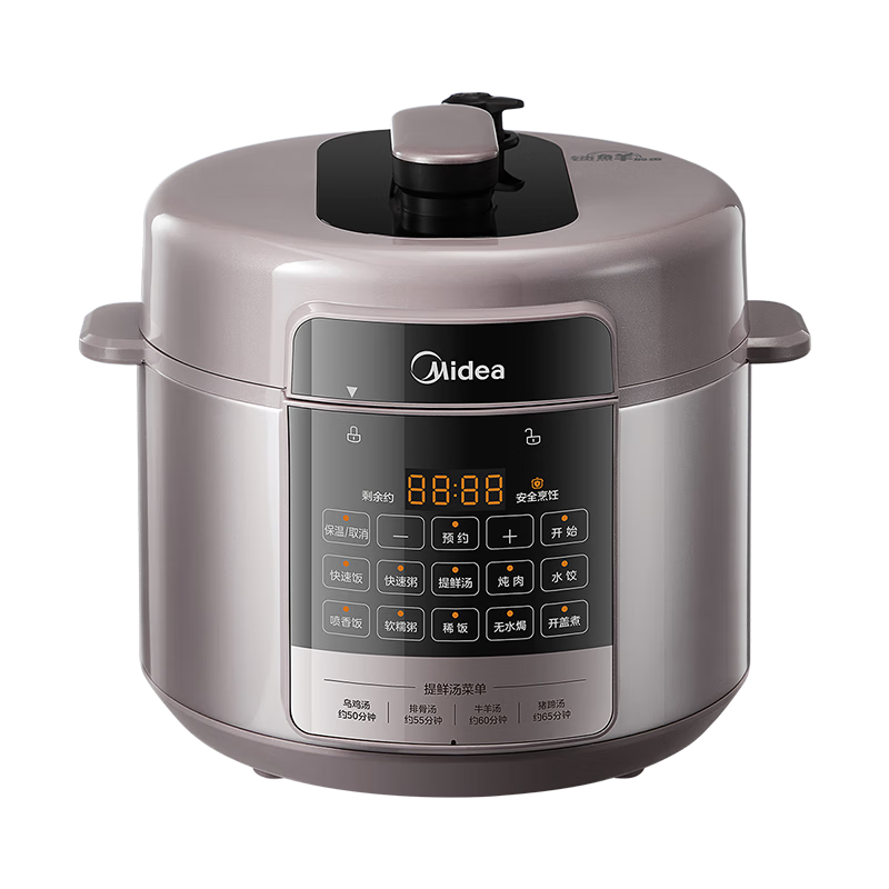 美的(Midea)电压力锅6L特色饺子功能去腥提鲜一锅双胆十大菜单大屏易操作高压锅 MY-E6410