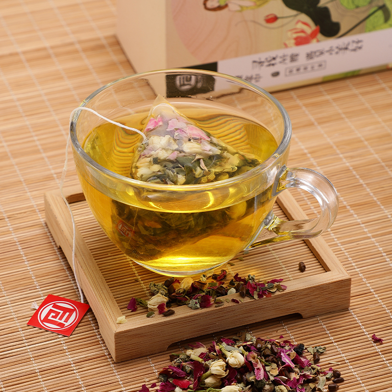 茯济堂玫瑰荷叶茶内含进口阿根廷马黛茶四季常备 玫瑰荷叶茶90g(5g*18包)!高清大图
