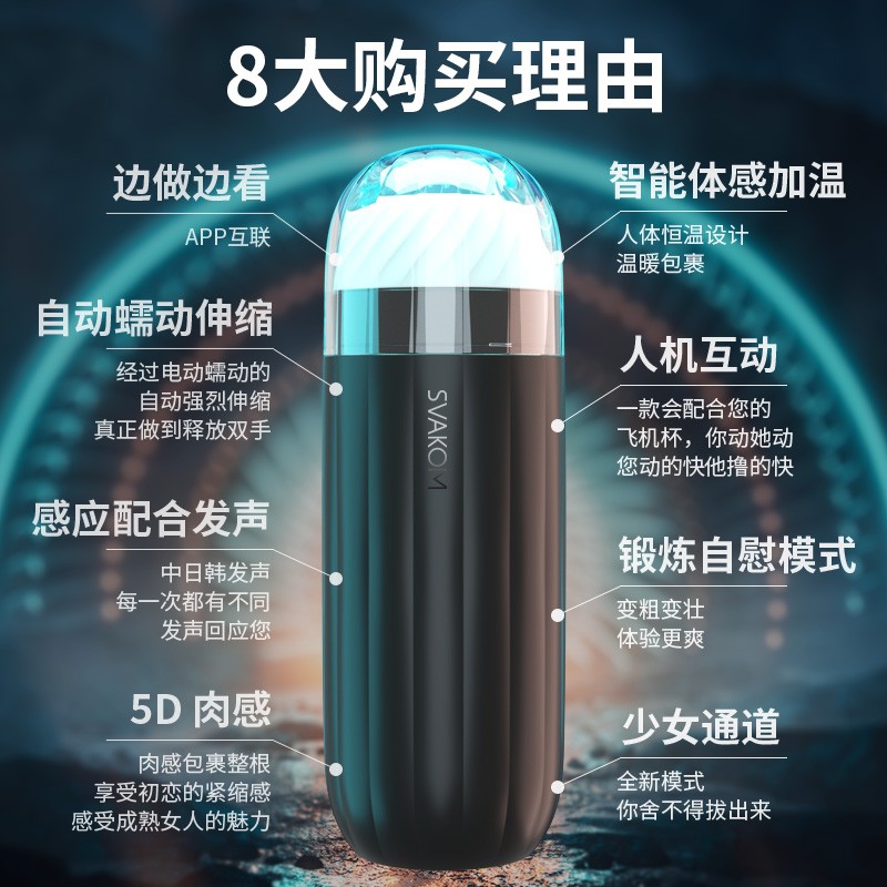 司沃康(SVAKOM)全自动吮吸伸缩电动飞机杯男用自慰器震动夹吸智能互动发声音成人情趣性用品男性系列真阴倒模名器情爱玩具高清大图