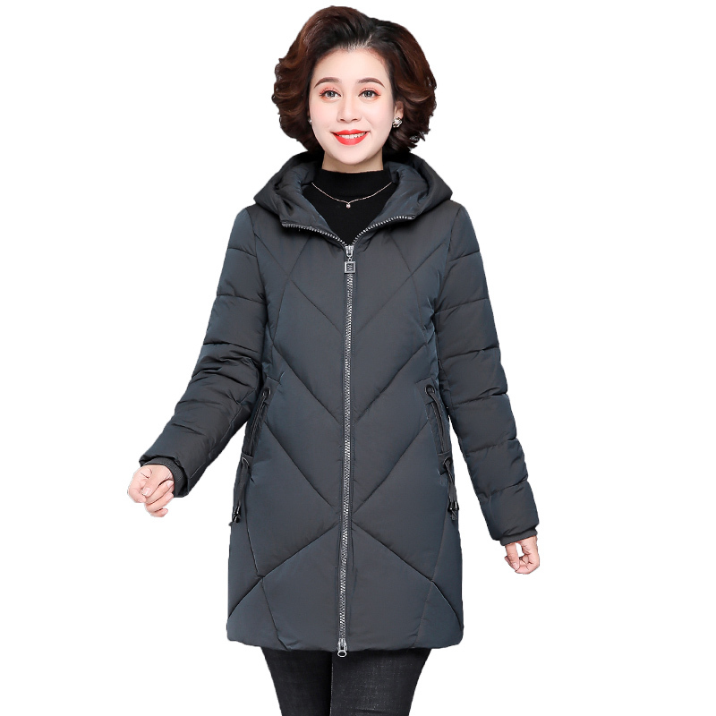 锋非凡 品牌中老年棉袄女冬季加厚新款连帽中长款年轻妈妈装宽松衣服