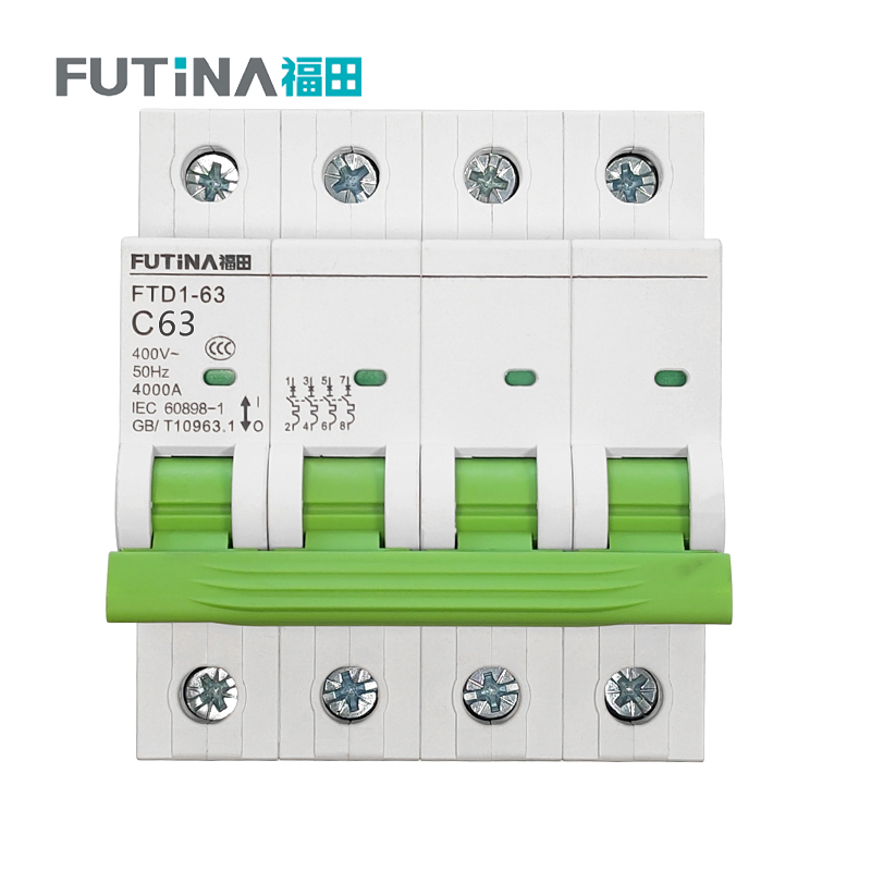福田 小型断路器空开 家用空气开关小型断路器不带漏保 4P63A 单位:个高清大图