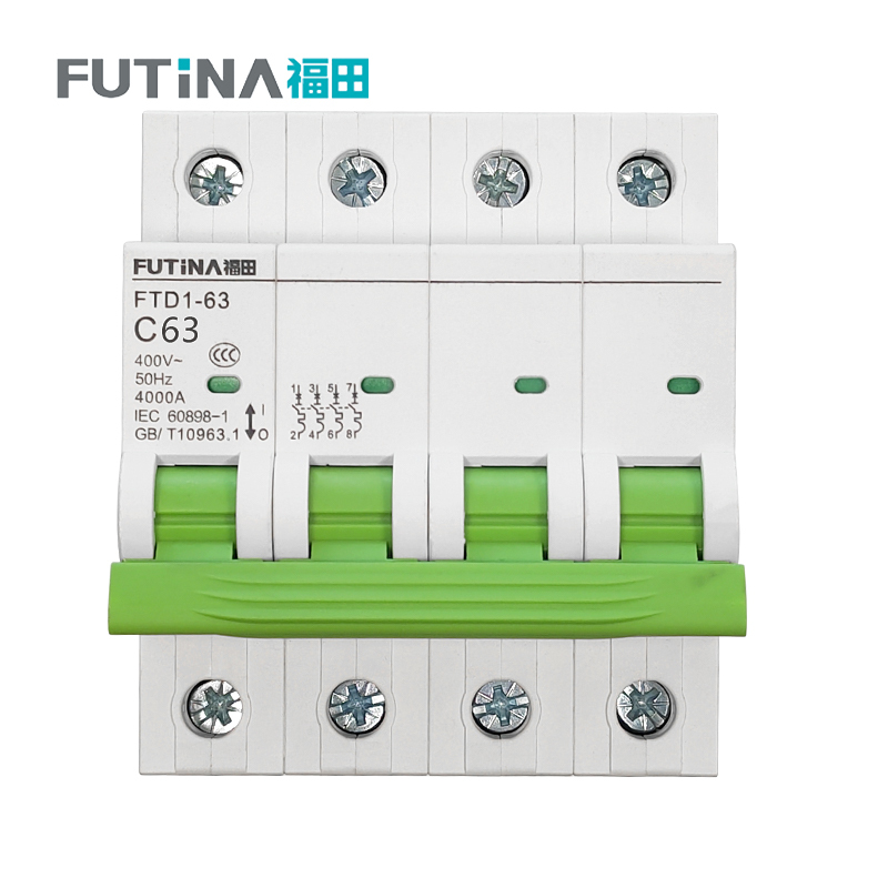 福田 小型断路器空开 家用空气开关小型断路器不带漏保 4P63A 单位:个