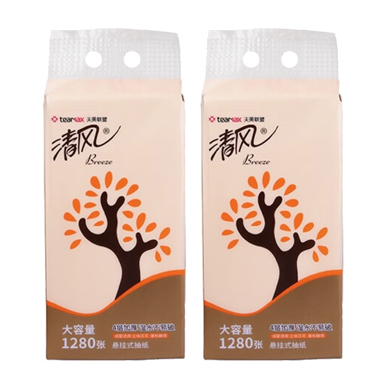清风抽纸大容量悬挂式加厚4层*320抽*2提AR1ATM