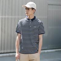 [1.5折价48元]唐狮POLO衫男短袖条纹款绣花短袖POLO衫男士POLO衫短袖