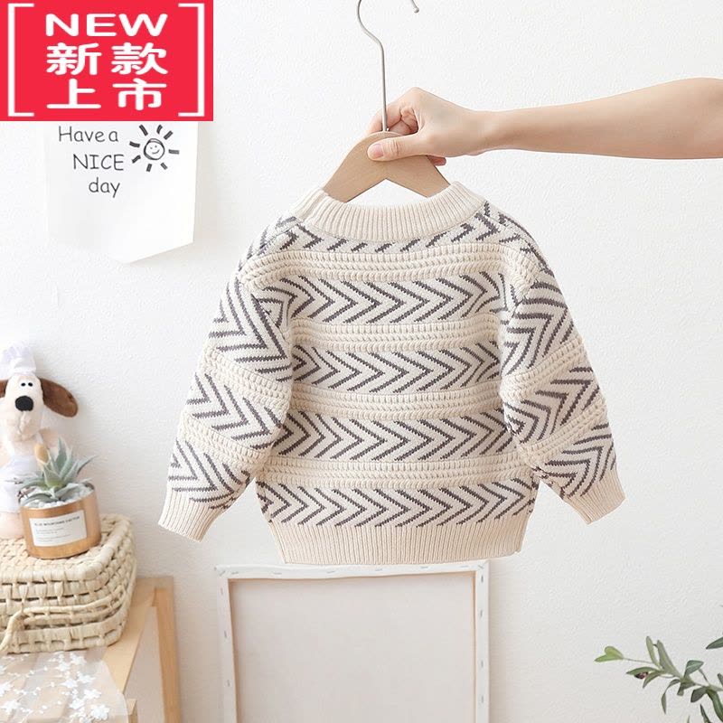 可莉允儿童毛衣男童秋冬款男孩2022新款小童秋装内搭宝宝针织衫加绒加厚图片