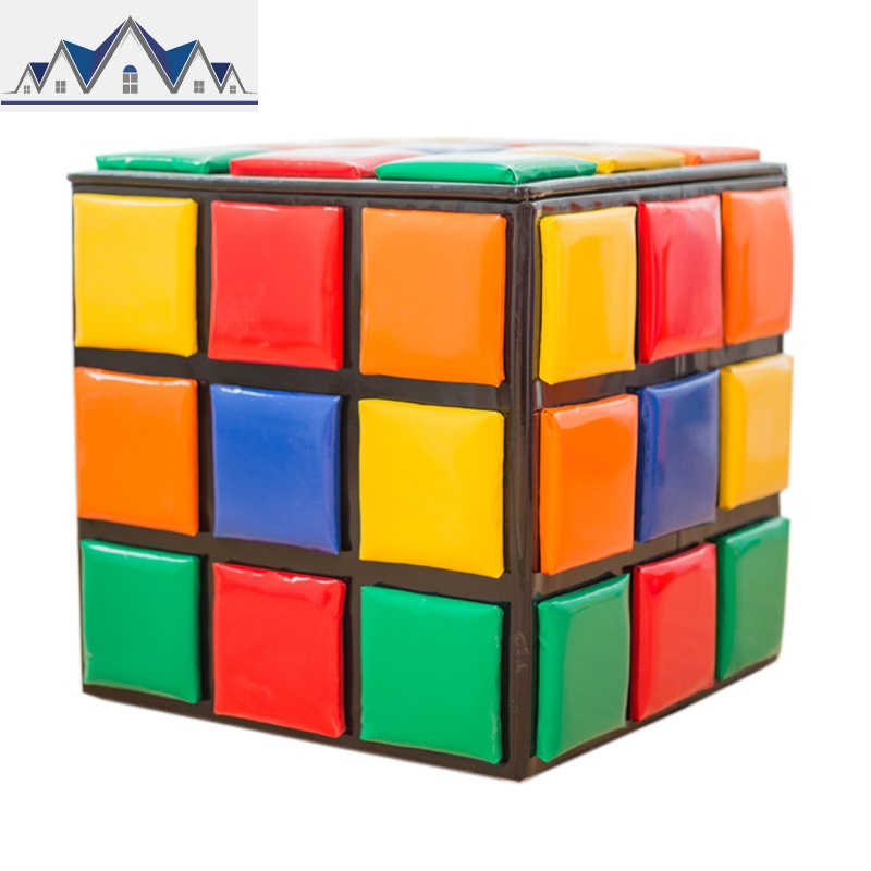 创意儿童收纳小板凳换鞋凳魔方储物凳沙发凳矮凳子家用卡通皮凳_3_112高清大图