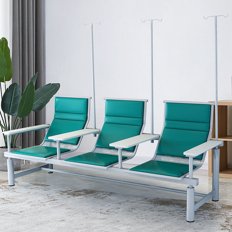 晋舰 输液椅医院诊所点滴吊针排椅大厅加固加厚候诊椅三人白板扶手绿色
