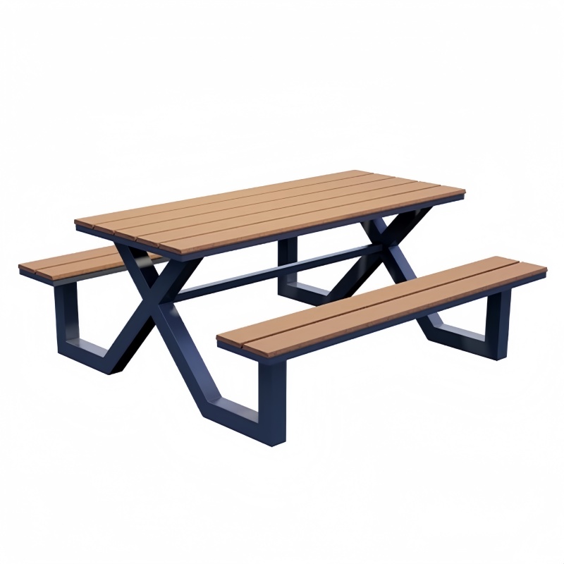 悦兴诚连体桌椅160*60*75cm套高清大图