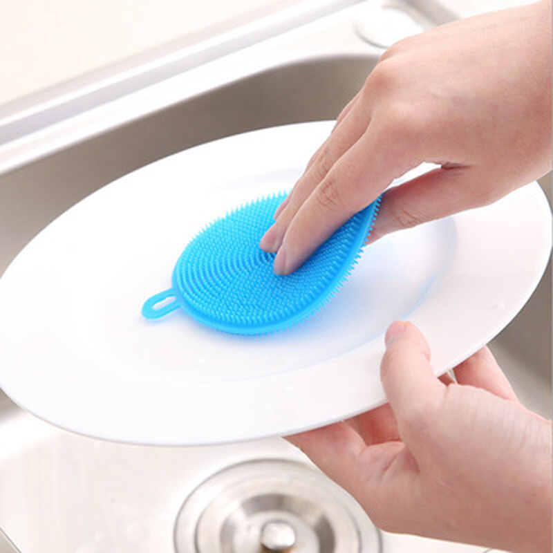 5片装 厨房多功能硅胶洗碗刷 百洁布洗锅刷果蔬清洁去污日用创意家居