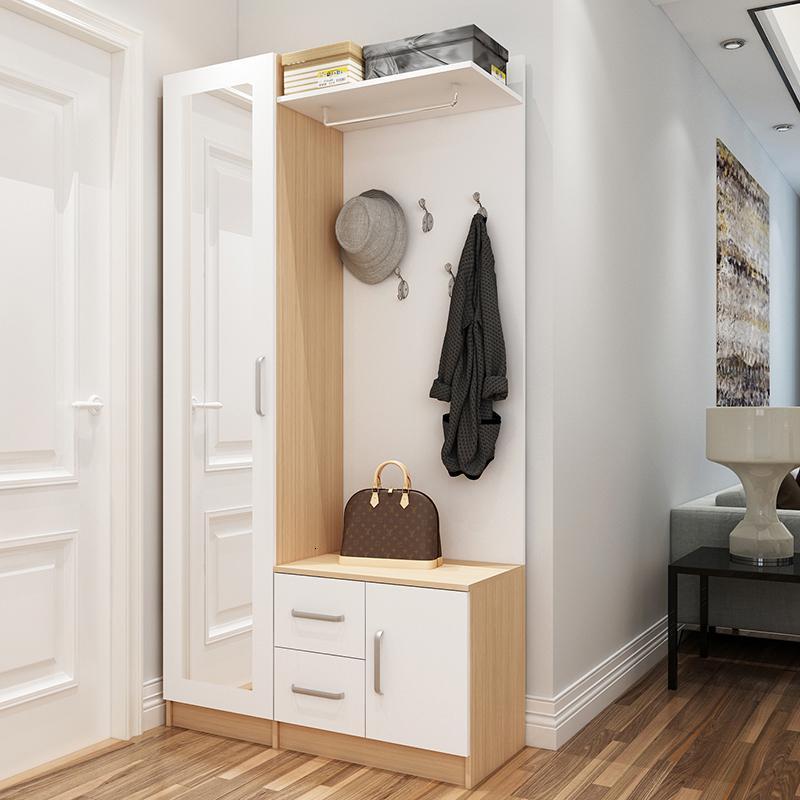 鞋柜现代简约厅柜挂衣架客厅隔断玄关柜储物柜衣帽柜带穿衣镜子视频