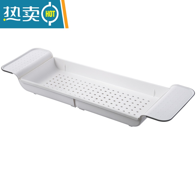 敬平伸缩沥水浴缸架卫生间浴室塑料洗澡盆置物架多功能收纳架子 [2个实惠装]黑+灰浴室置物架高清大图