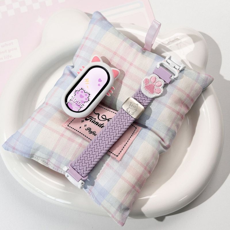 糖果猫耳适用小米手环10表带98尼龙编织磁吸NFC版腕带刺绣猫3139a