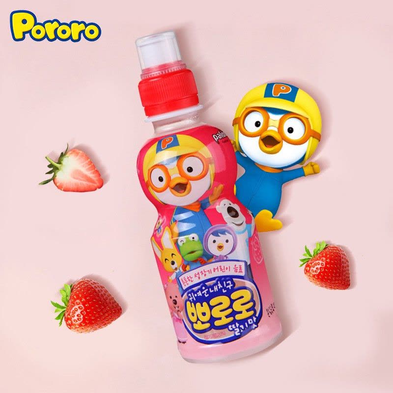 韩国原装进口 啵乐乐草莓味饮料235ml*8图片