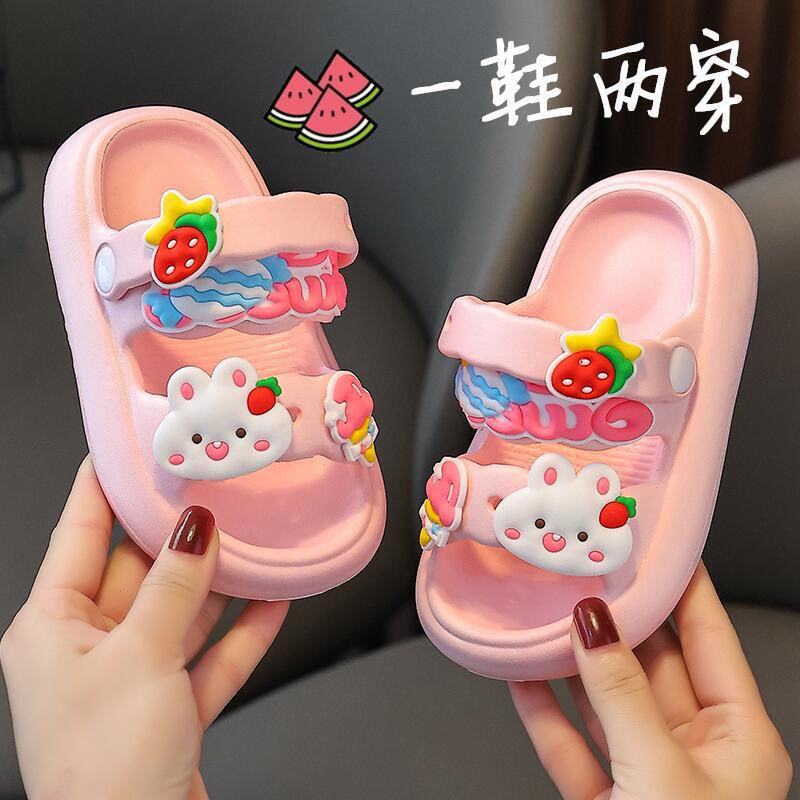 女童凉鞋夏季可爱超萌儿童拖鞋卡通兔子凉鞋婴幼儿两穿沙滩鞋 ❦码数偏小】2388可爱兔╬粉色☃ 码数偏小请按脚长+1cm选内长