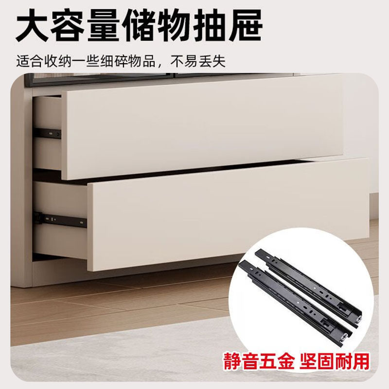麦格尚 展示柜MGSZSG092301组合玻璃门落地靠墙书柜客厅收纳储物办公 120*32CM两门三抽高清大图