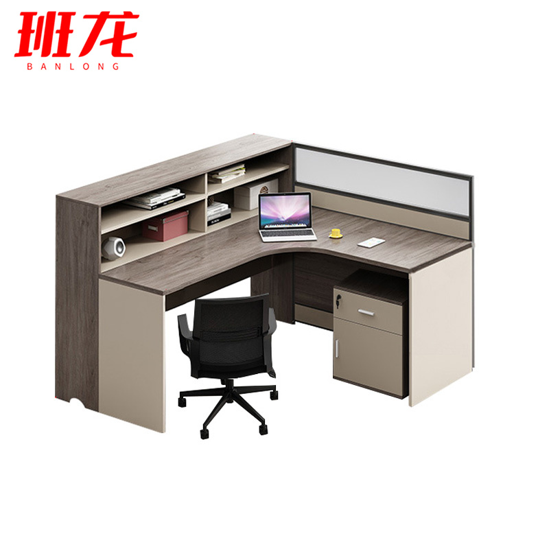 班龙屏风办公桌单人位+柜+椅套高清大图