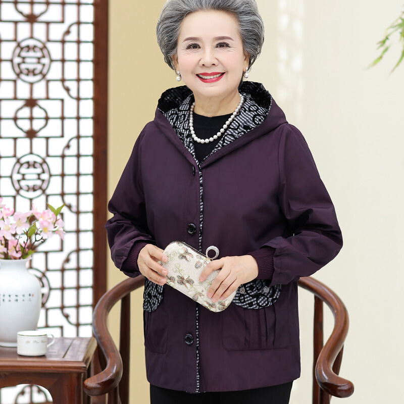 迪鲁奥(DILUAO)高端品质中老年人女装秋装婆婆薄款外套老人妈妈60-70岁80奶奶春秋上衣服
