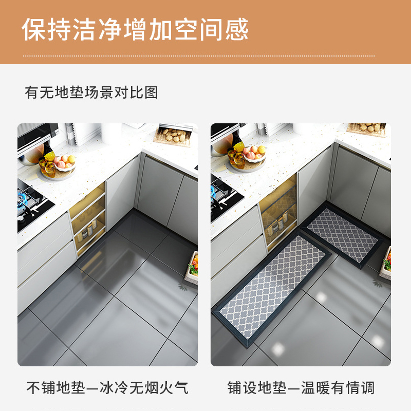 添福运 厨房地垫长条吸水吸油地垫防滑脚垫防油防水家用垫子进门仿亚麻门垫地毯厨房地垫耐脏长条吸水吸油垫子家用地毯门口脚垫高清大图