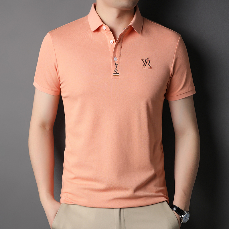 花花公子刺绣冰丝棉纯色短袖t恤男士t恤韩版时尚休闲男装衣服2022年