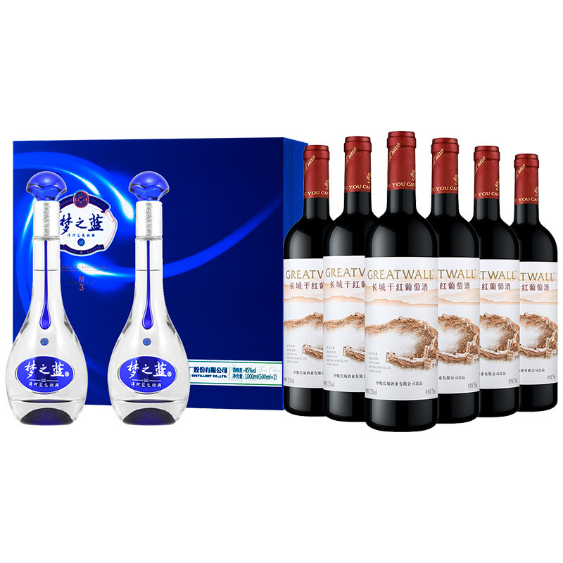 白酒洋河蓝色经典梦之蓝m3 45度500ml 2瓶礼盒装 长城神州风情干红葡萄酒整箱装750ml 6 价格图片品牌报价 苏宁易购苏宁自营