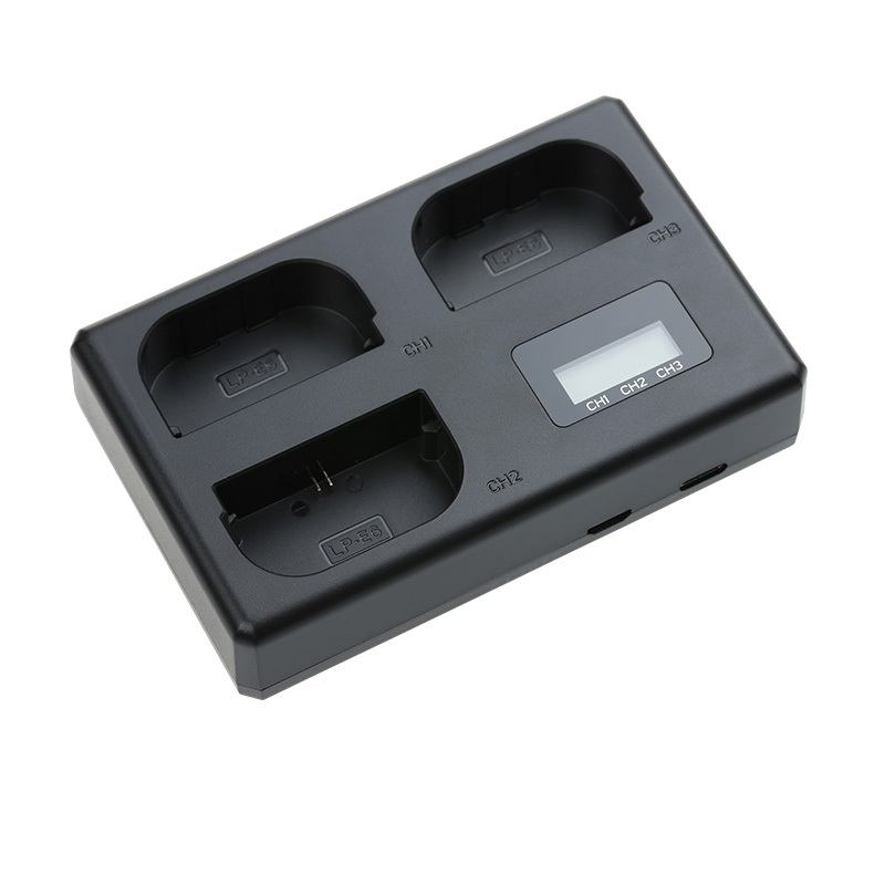 沣标三充LP-E6佳能5D2 5D3 5D4 7D2 60D 70D 80D 6D三槽快速充电器Micro+Type-C