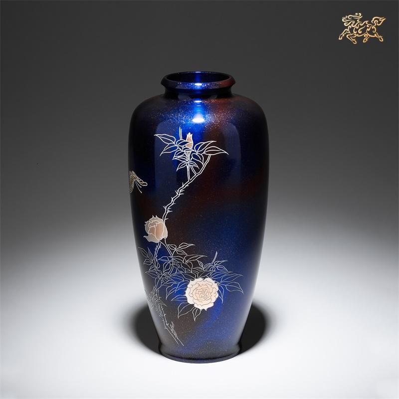 美帮汇全铜摆件《高冈铜器之细夏目花蝶文》铜工艺品 花瓶高清大图