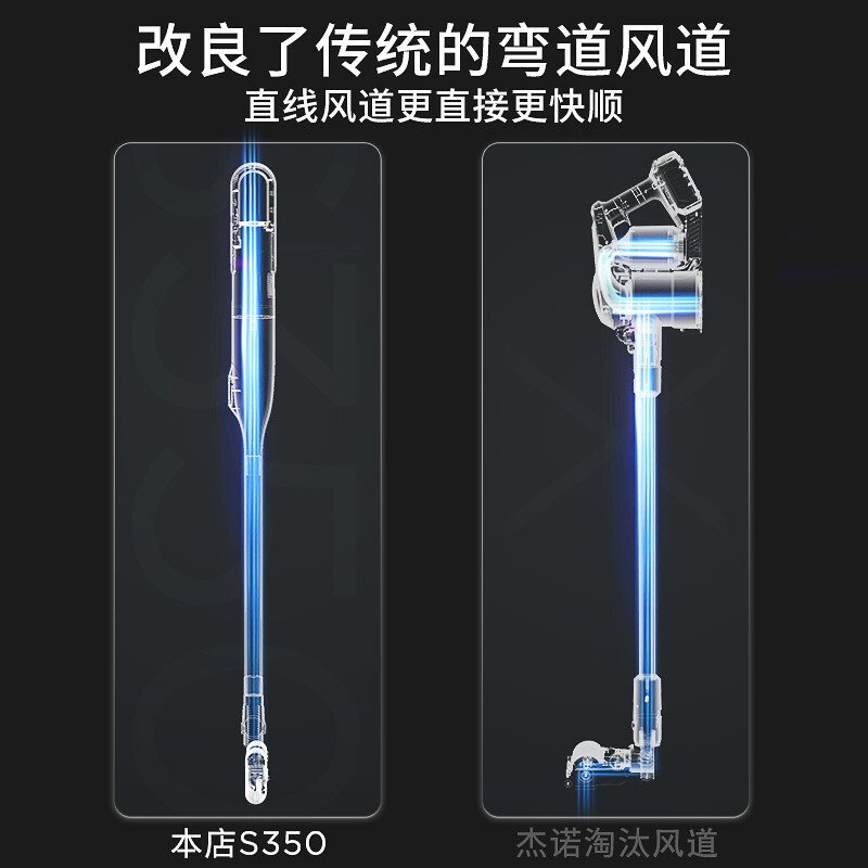 杰诺无线吸尘器家用手持式大功率智能多功能清洁机 吸拖一体手持吸尘器+吸头S350升级版白色