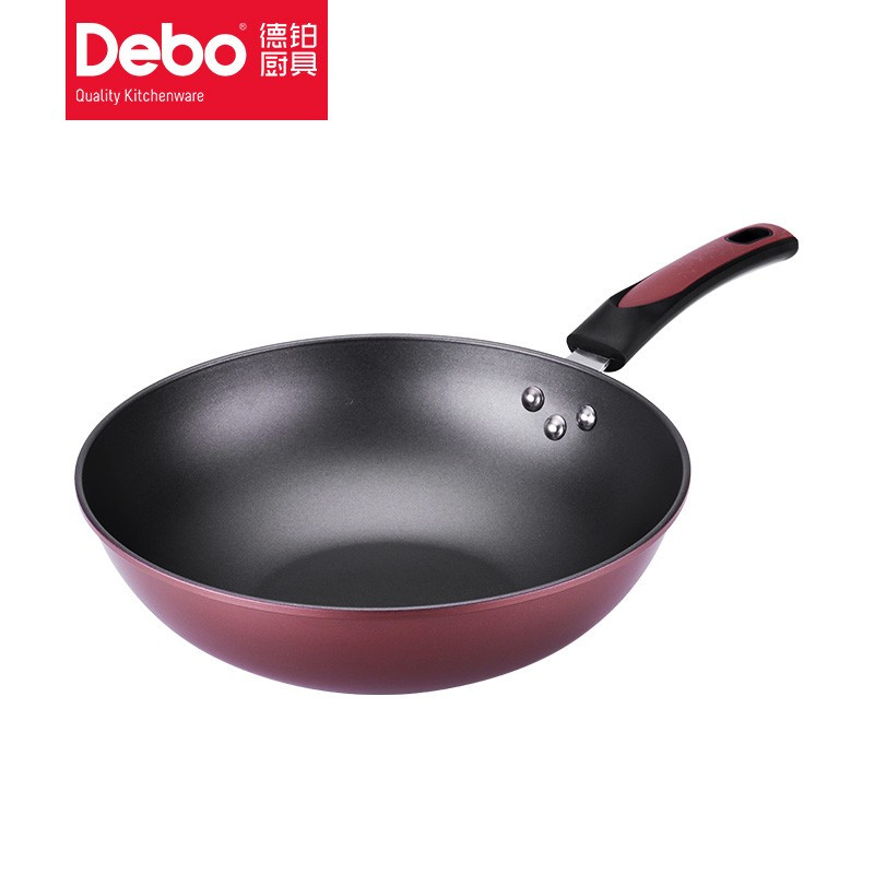 Debo德铂 马蒂诺炒锅不粘锅炒菜锅 红色 30cm DEP-598高清大图