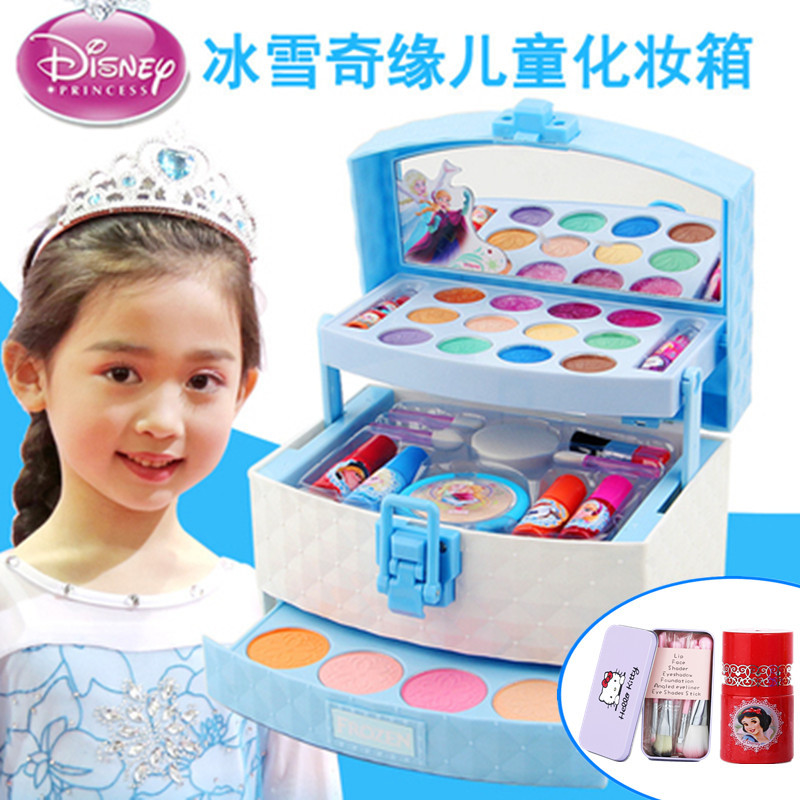 杜丽莎儿童化妆品套装公主彩妆盒女孩玩具女童宝宝指甲油 冰雪开心乐园手提箱送化妆刷+指甲油